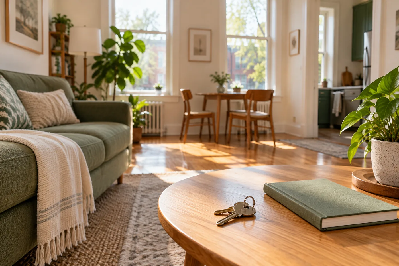 Bright rental apartment with keys ready for a new tenant